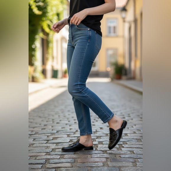 Frame Denim Le Willoughby Black Leather Slide/ Mules US 7.5 - Picture 15 of 15